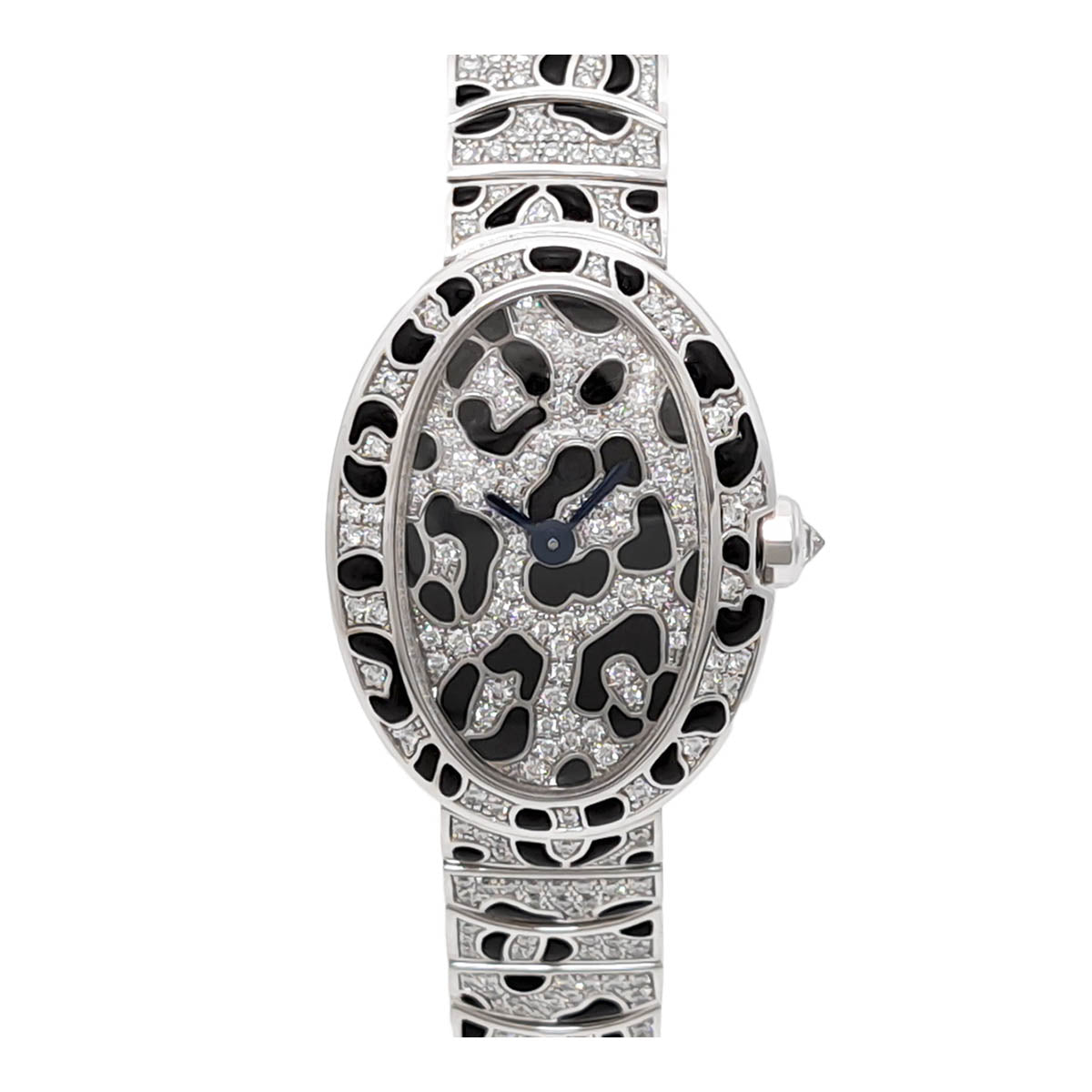 Cartier White Gold Diamond Quartz Mini Baignoire Panther HPI00704