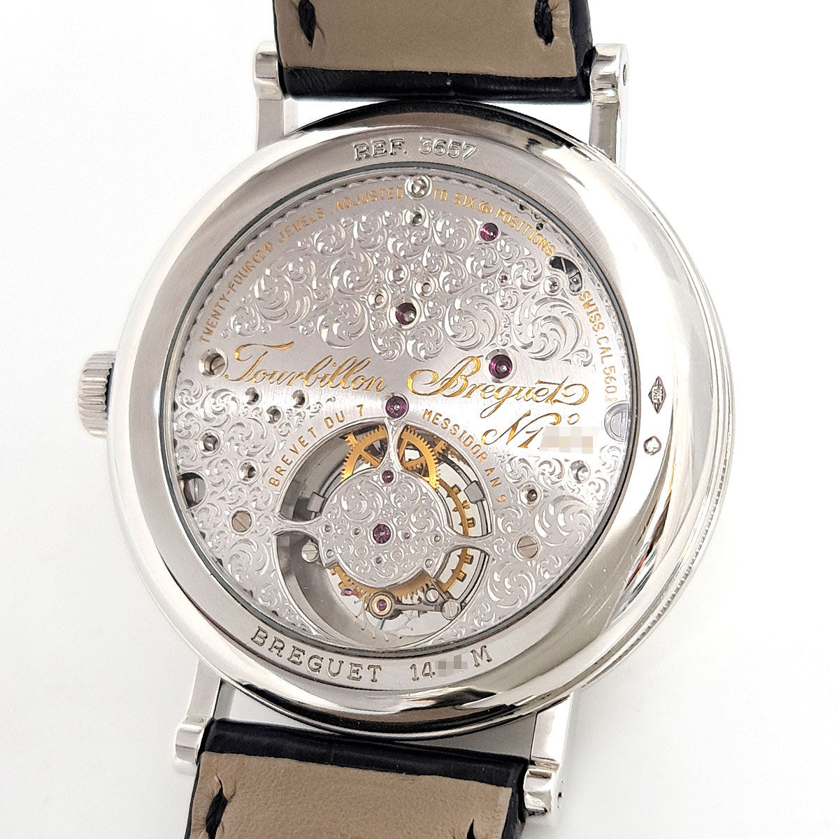 Breguet Platinum Leather Manual Tourbillon Watch 3657