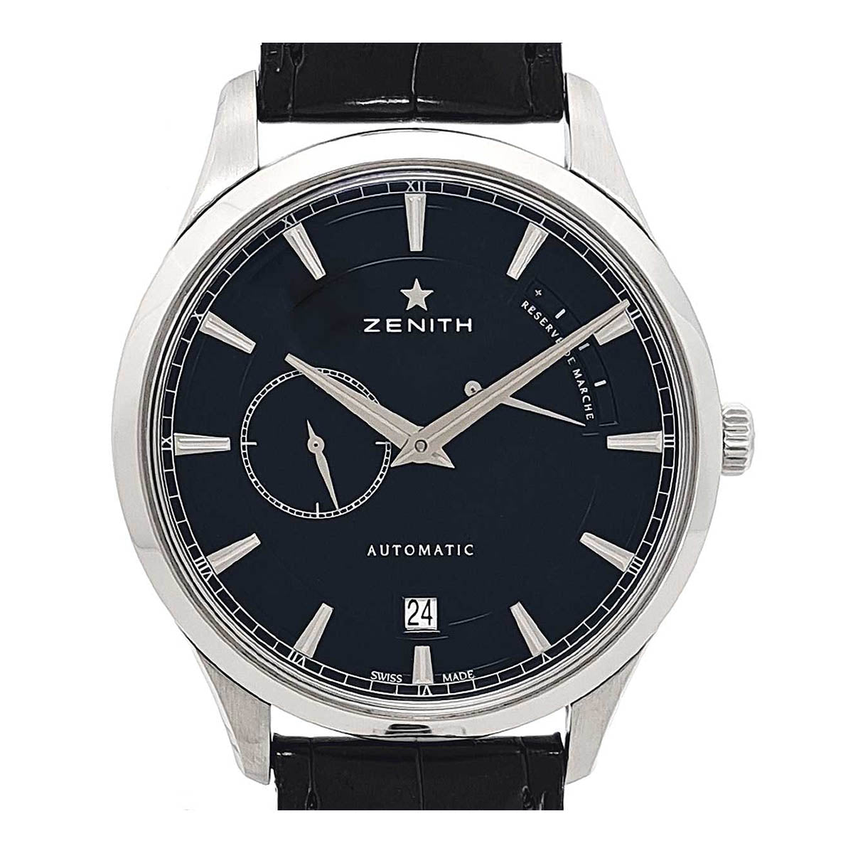 Zenith Stainless Steel Leather Automatic Watch