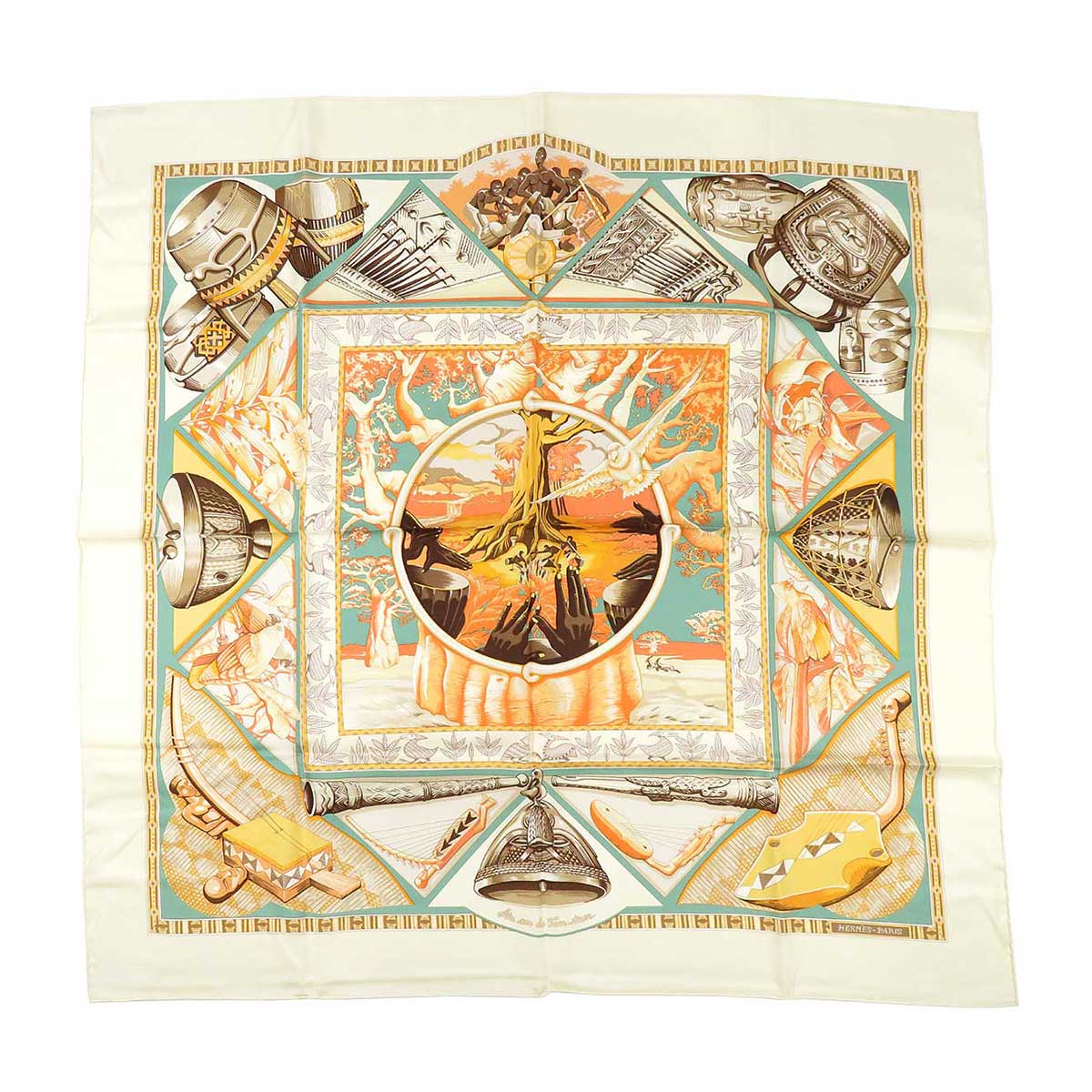 Hermes Silk Scarf 90 AU SON DU TAM TAM