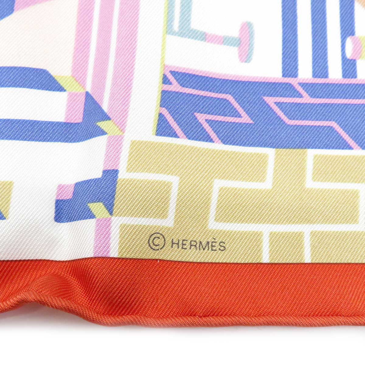 Hermes Silk Scarf White Orange