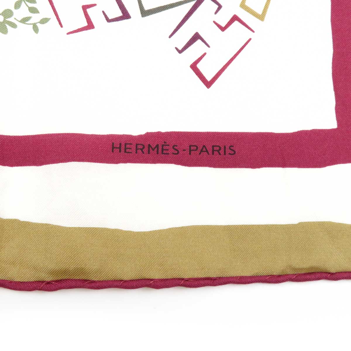 Hermes Scarf Beige White Multicolor