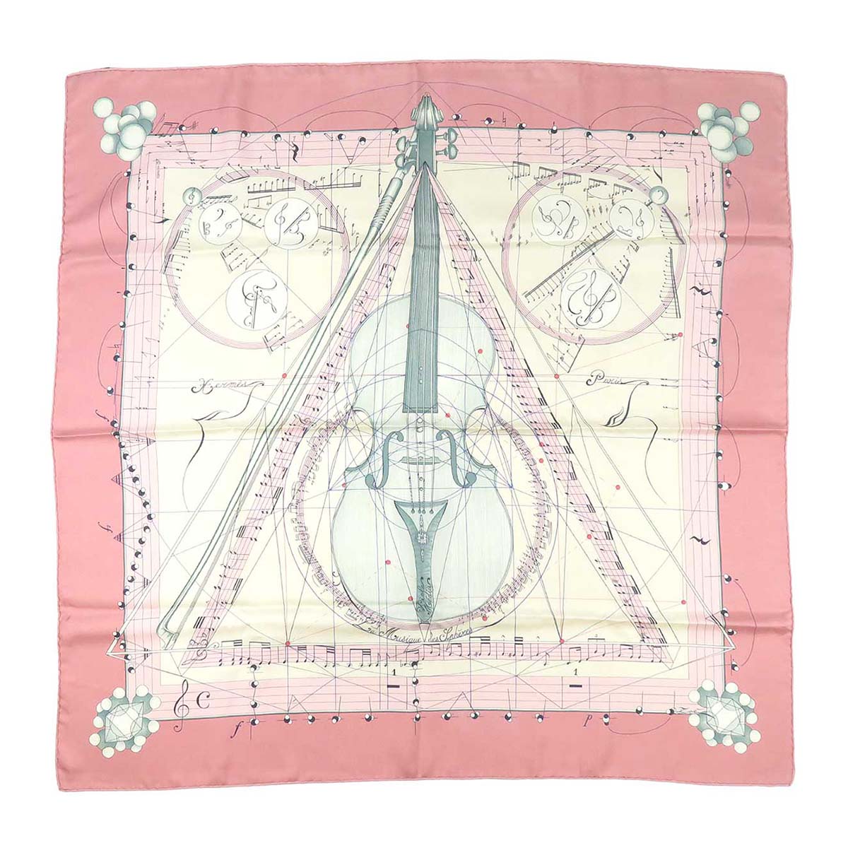 Hermes Silk Scarf Pink 90 LA MUSIQUE DES SPHERES