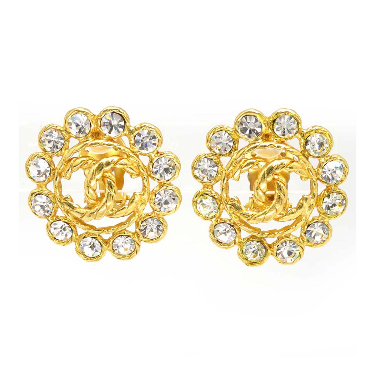 Chanel Vintage Rhinestone Earrings Clip