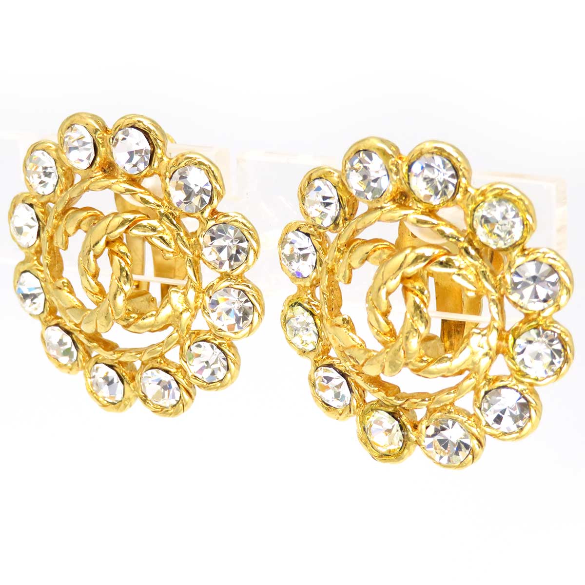 Chanel Vintage Rhinestone Earrings Clip