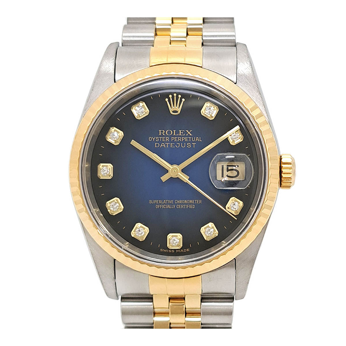 Rolex 16233G Stainless Steel Yellow Gold Diamond Automatic Watch