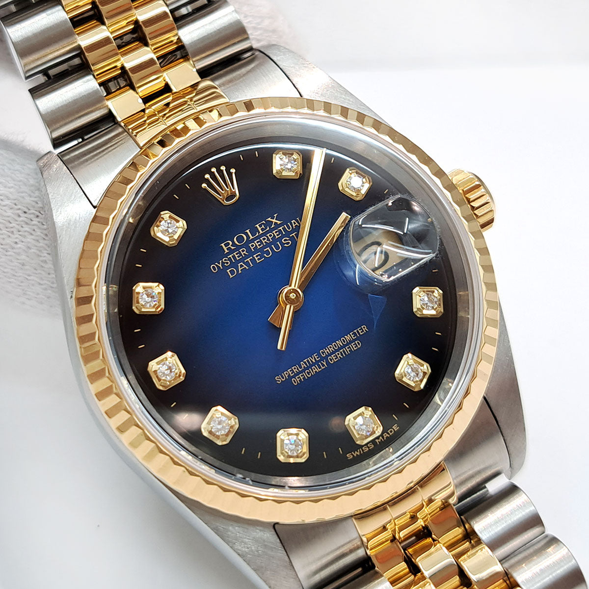 Rolex 16233G Stainless Steel Yellow Gold Diamond Automatic Watch