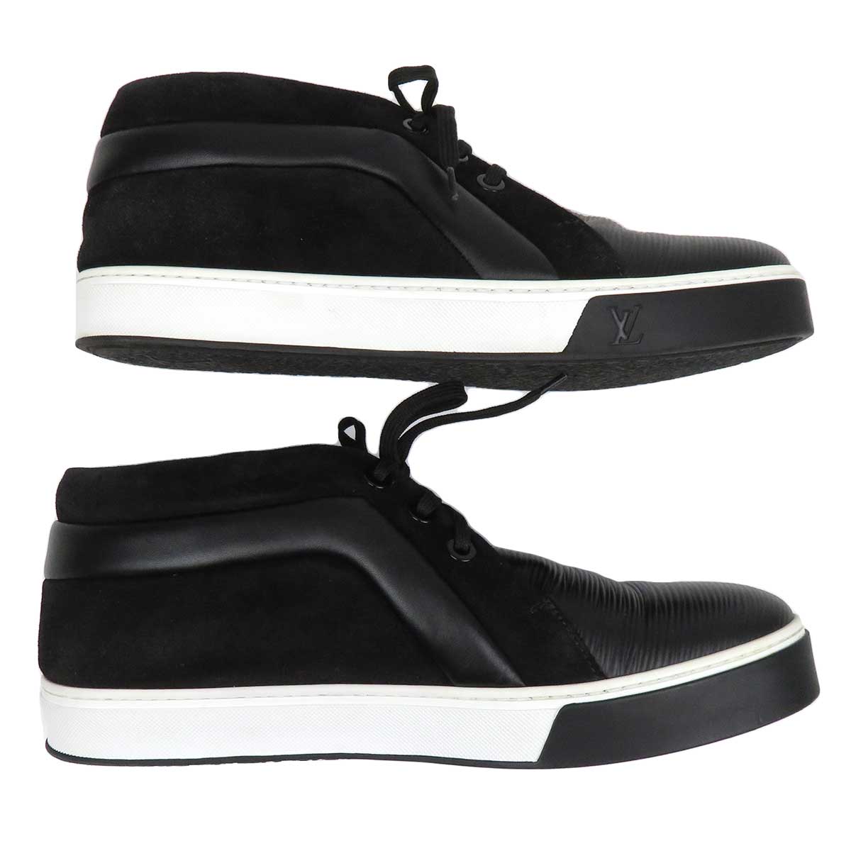 Louis Vuitton Leather Suede Sneakers Black