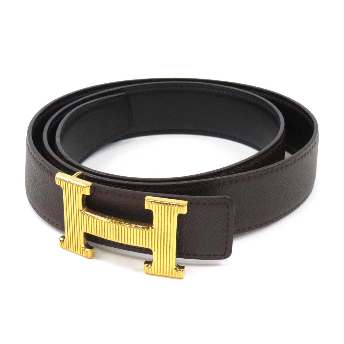 Hermes Reversible Leather Belt Brown Black