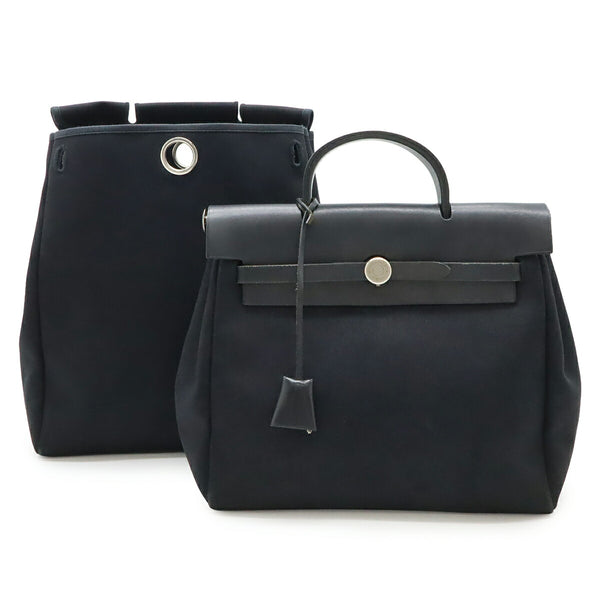 Hermes Herbag Ad PM Toile Officier Leather 2way Backpack
