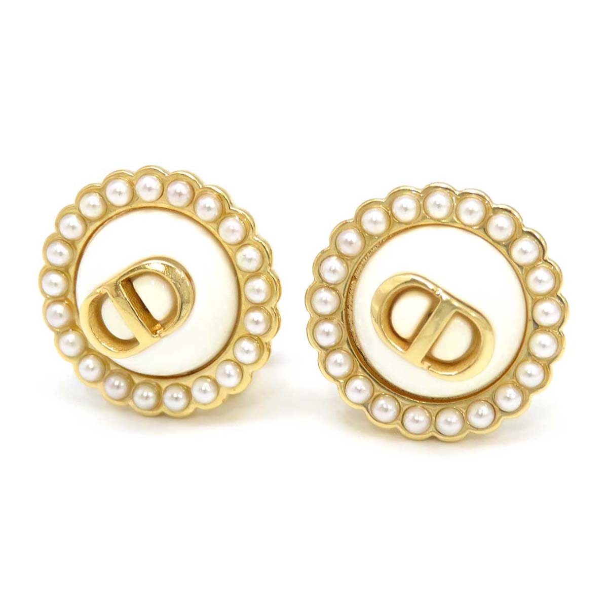 Dior Metal Resin Pearl Clip-On Earrings