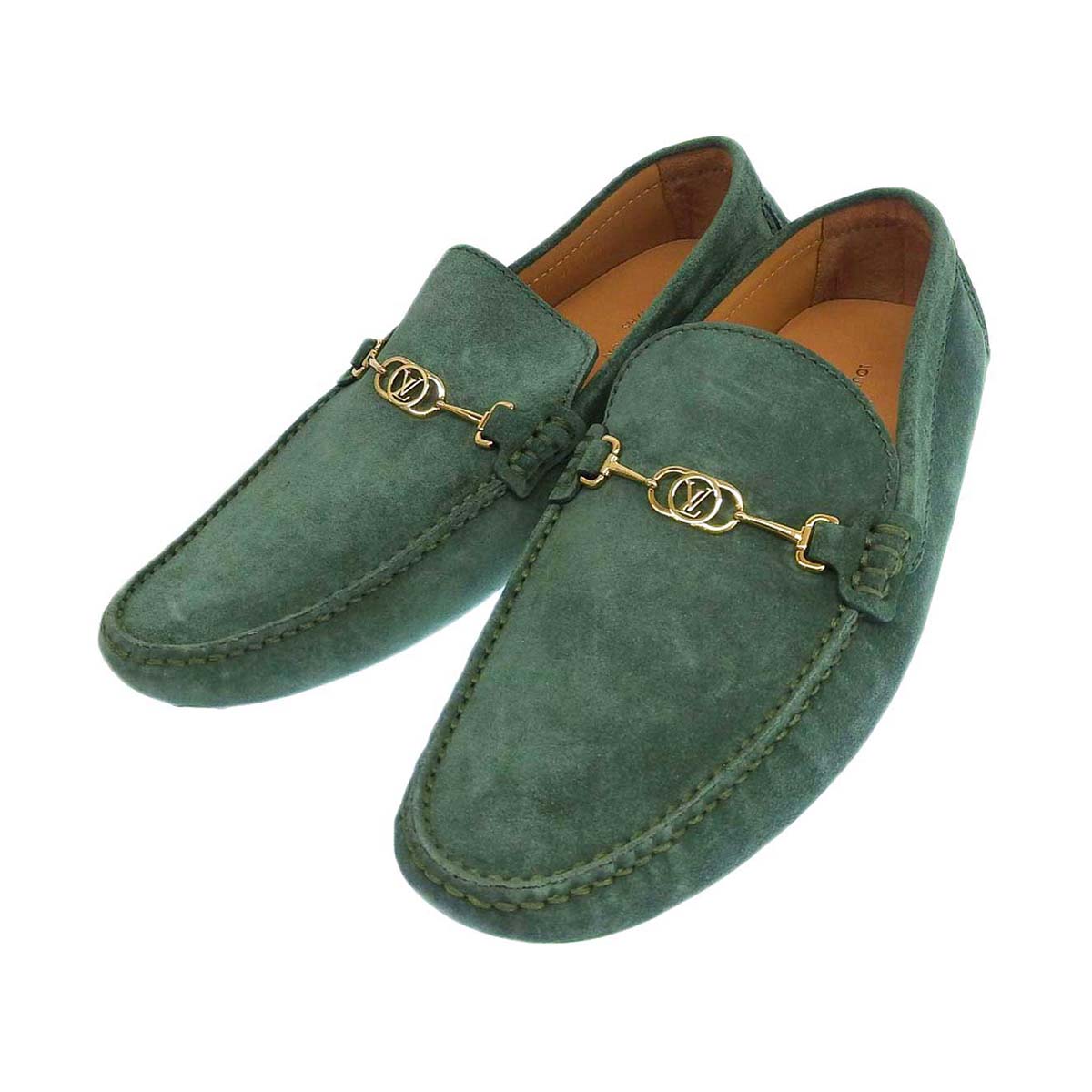 Louis Vuitton Suede Green Loafers