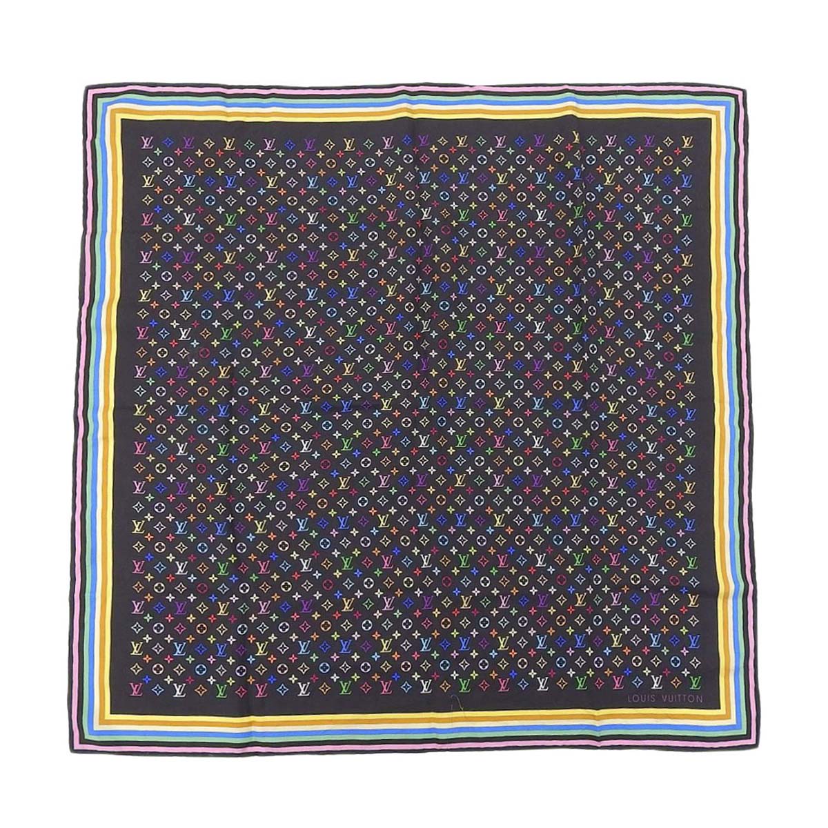 Louis Vuitton Silk Scarf Black Multicolor