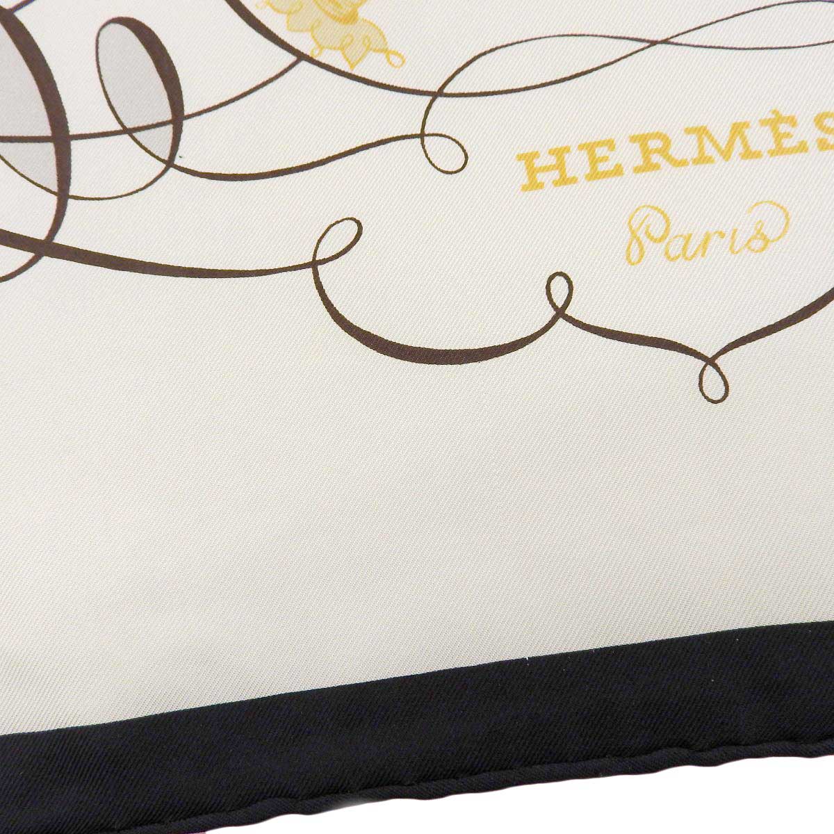 Hermes Silk Scarf Black Ivory