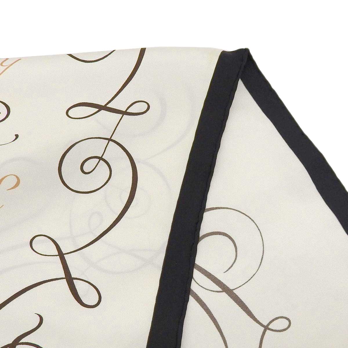 Hermes Silk Scarf Black Ivory