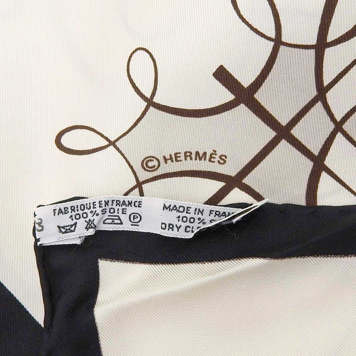 Hermes Silk Scarf Black Ivory