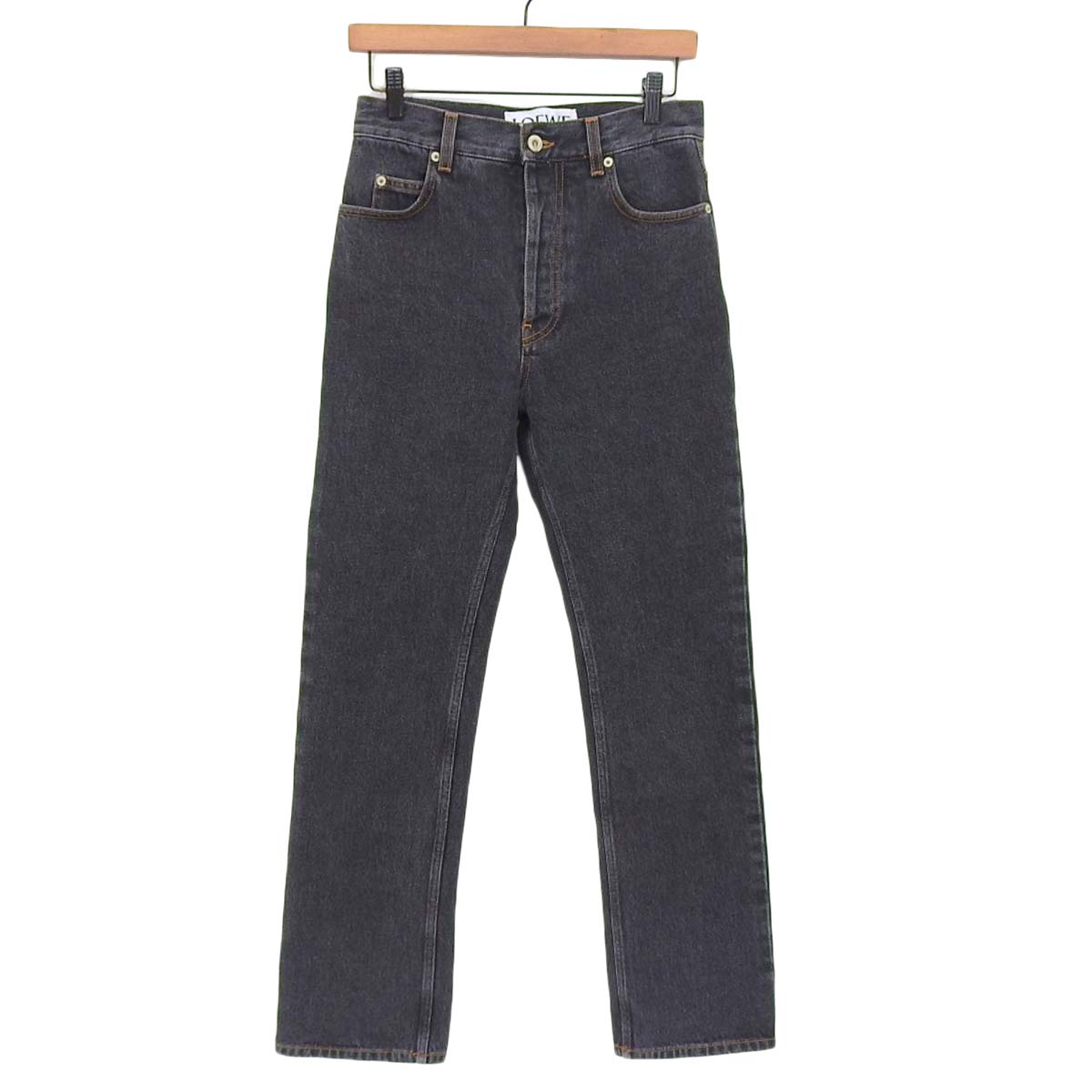 Loewe Denim Pants Black Logo Patch