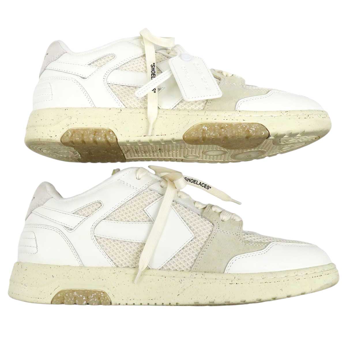 Off-White Mesh Suede Sneakers Ivory