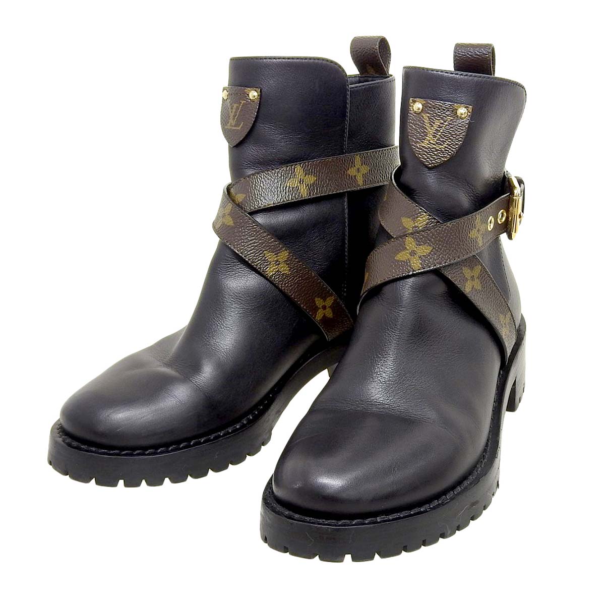 Louis Vuitton Leather Monogram Ankle Boots