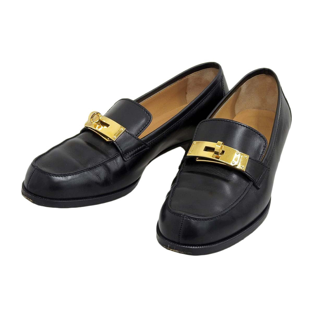 Hermes Leather Kelly Loafers Black