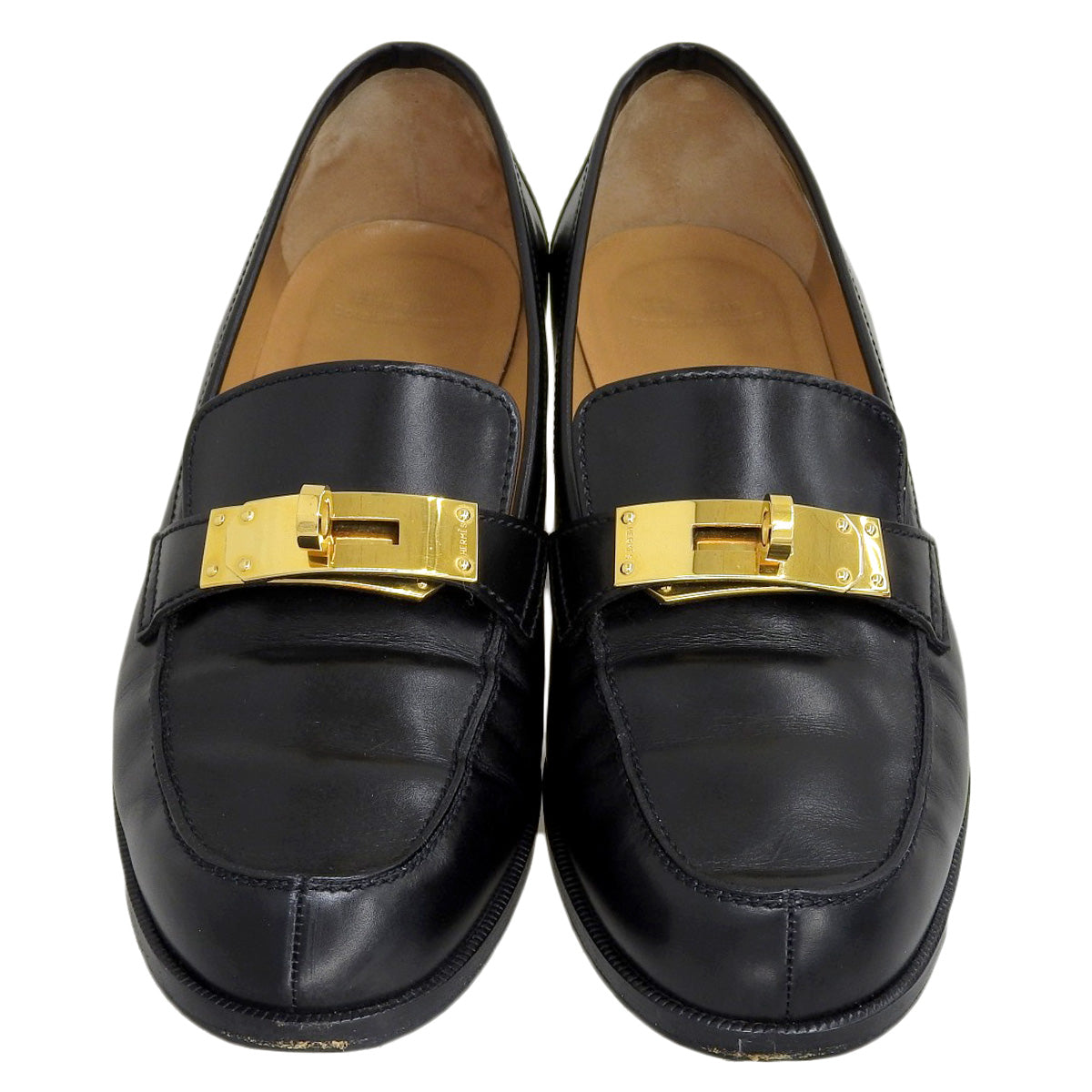 Hermes Leather Kelly Loafers Black