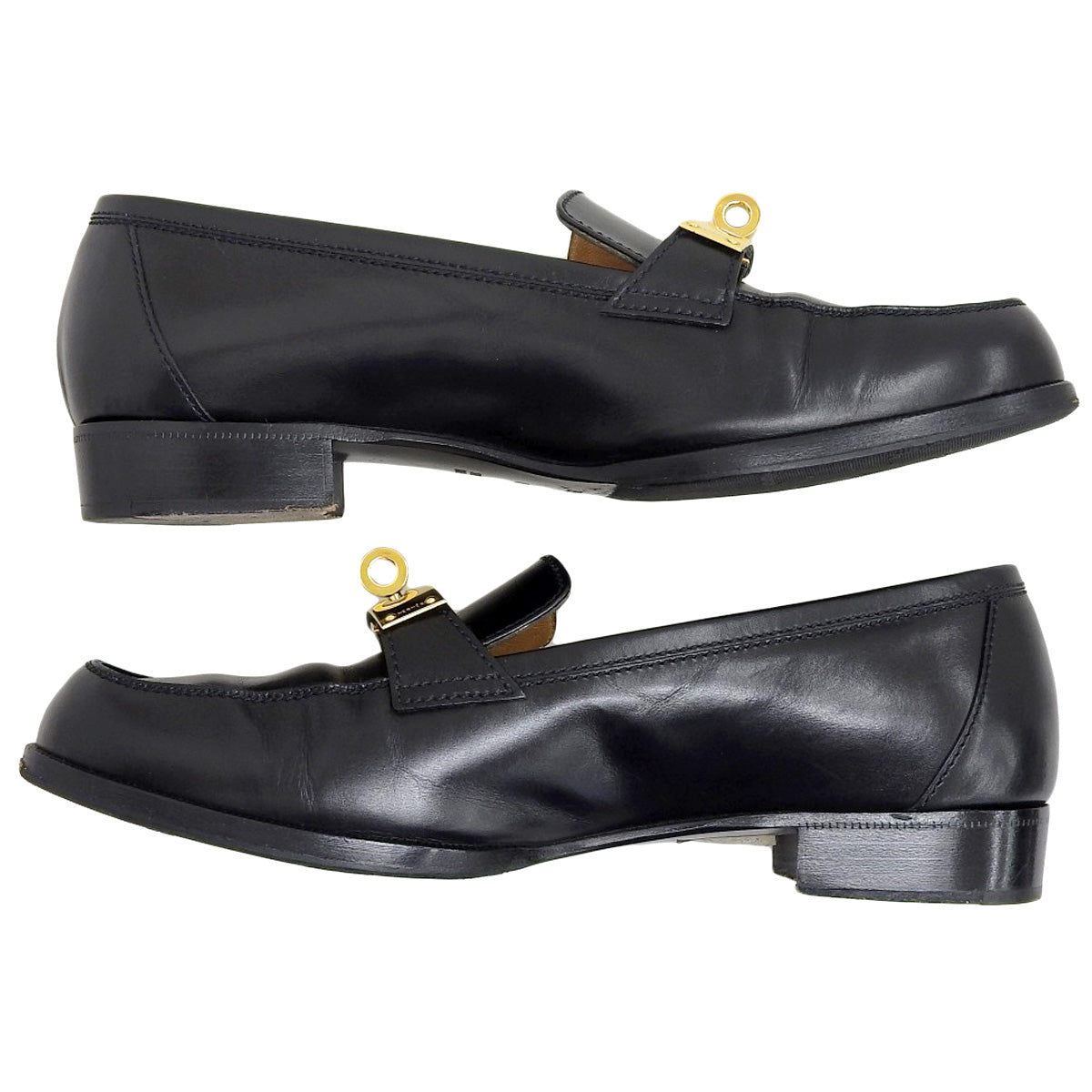 Hermes Leather Kelly Loafers Black