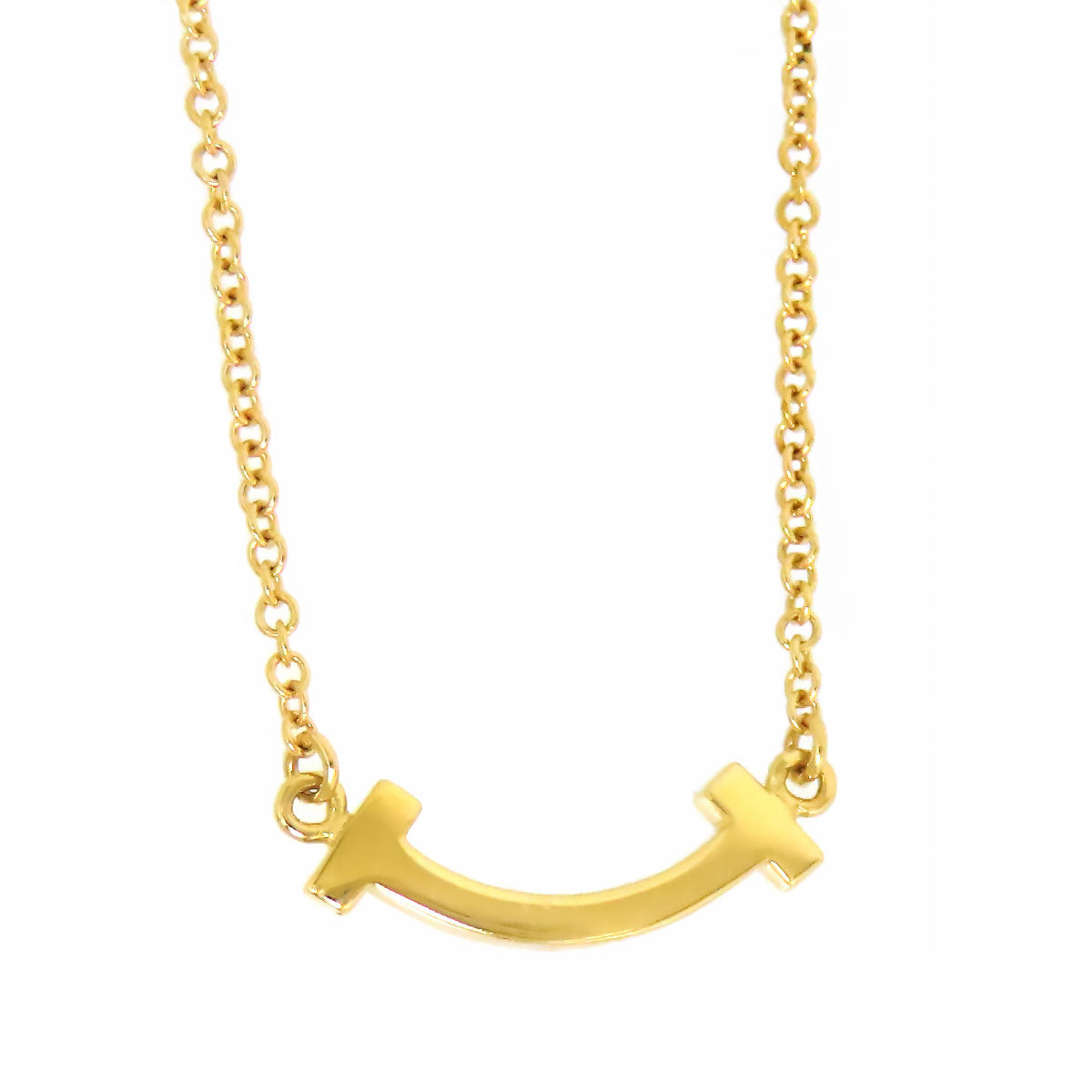 Tiffany & Co K18YG T Smile Necklace