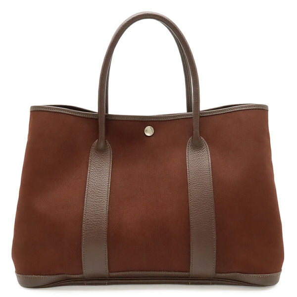 Hermes Garden Party PM Toile Officier Leather Tote Bag