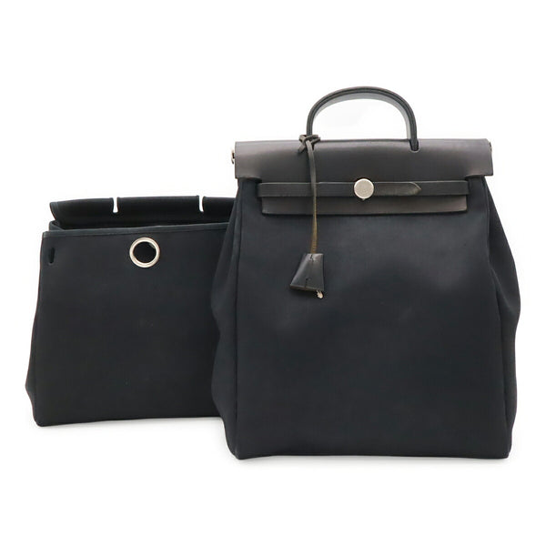 Hermes Herbag Ad PM Toile Officier Leather Backpack