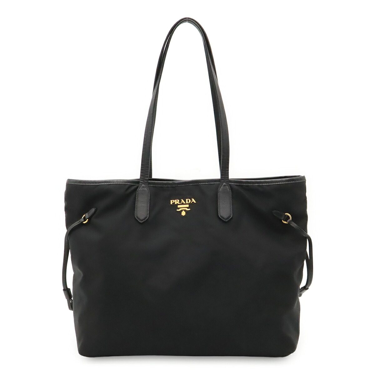 Prada Nylon Leather Tote Bag
