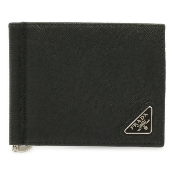 Prada Triangle Logo Leather Bifold Money Clip