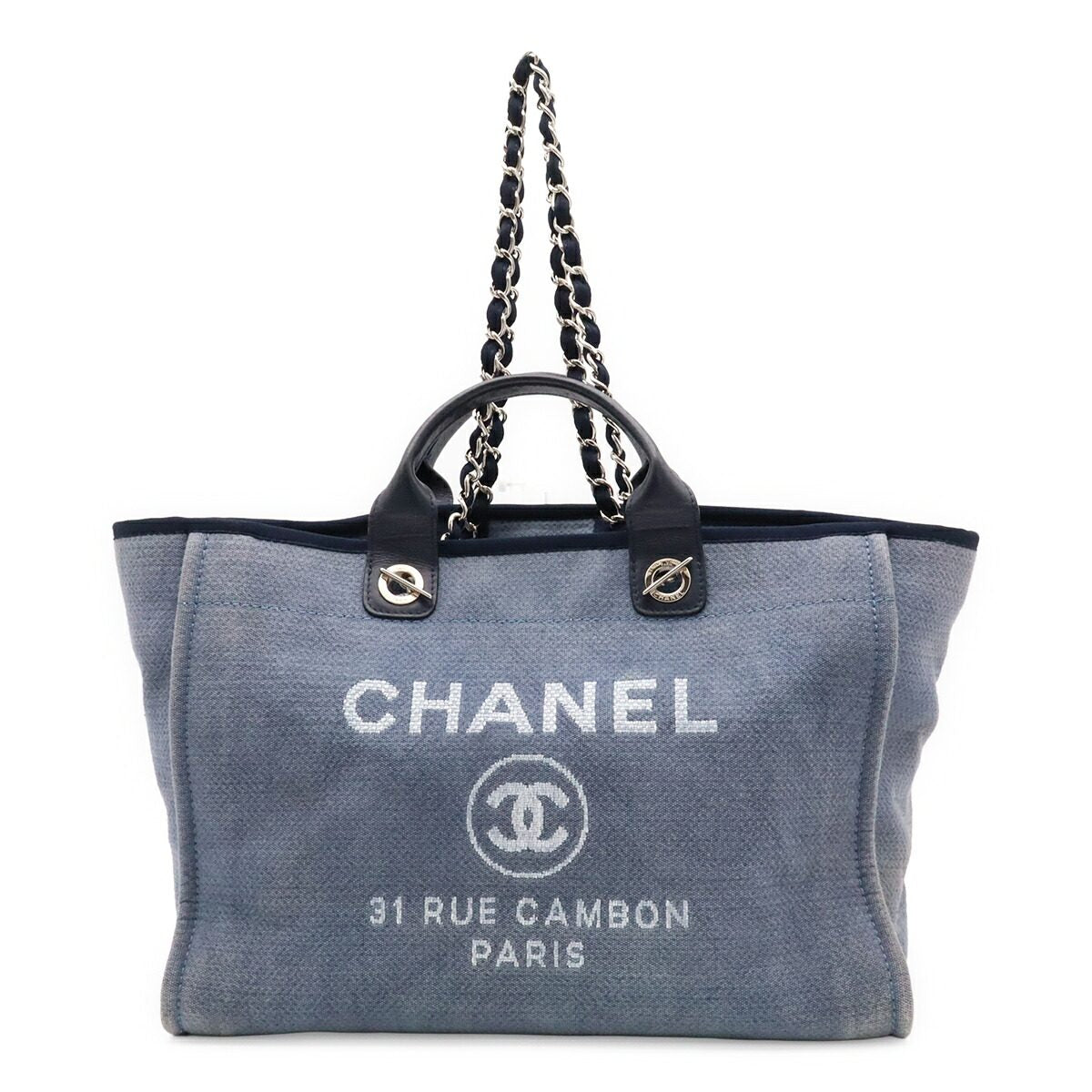Chanel Deauville Canvas Leather Tote Bag