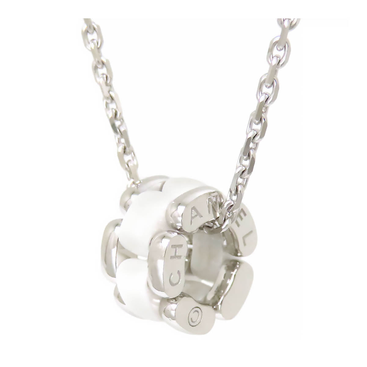 Chanel Necklace K18WG White Ceramic J3172