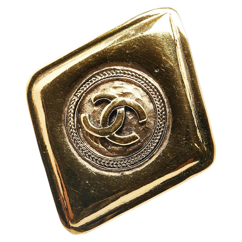 Chanel Vintage Coco Mark Rhombus Brooch Gold