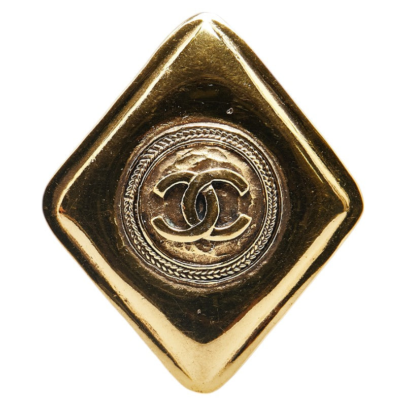 Chanel Vintage Coco Mark Rhombus Brooch Gold Plated