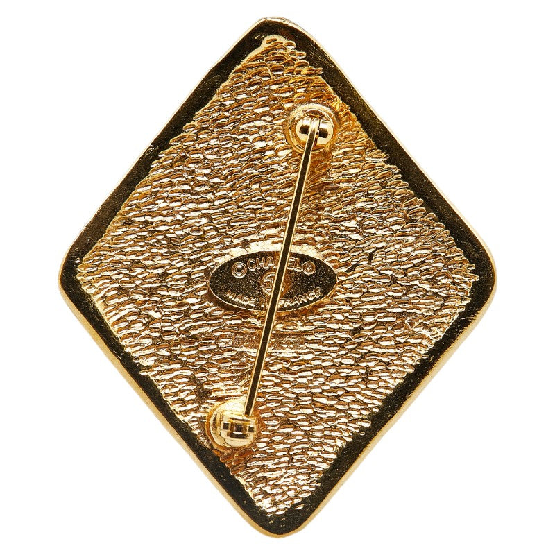 Chanel Vintage Coco Mark Rhombus Brooch Gold Plated