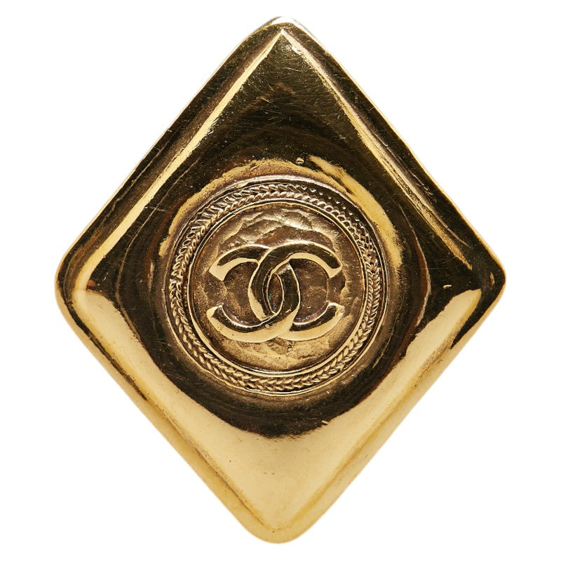 Chanel Coco Mark Rhombus Motif Brooch Gold Plated in Great Condition