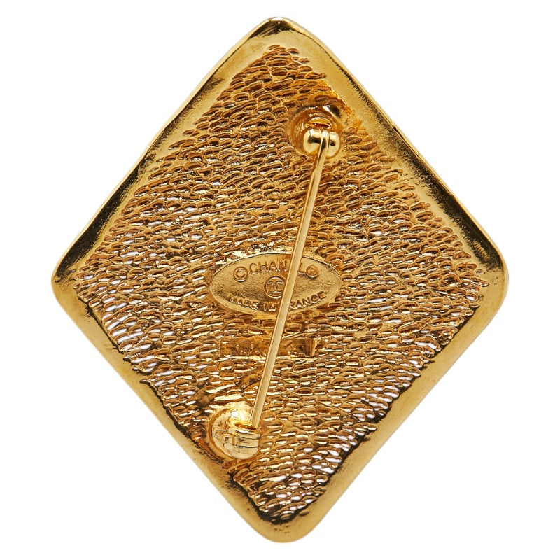 Chanel Coco Mark Rhombus Motif Brooch Gold Plated in Great Condition