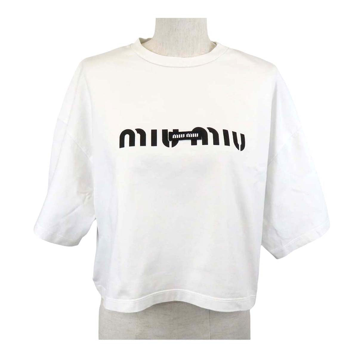 Miu Miu Cotton Logo Cropped T-Shirt