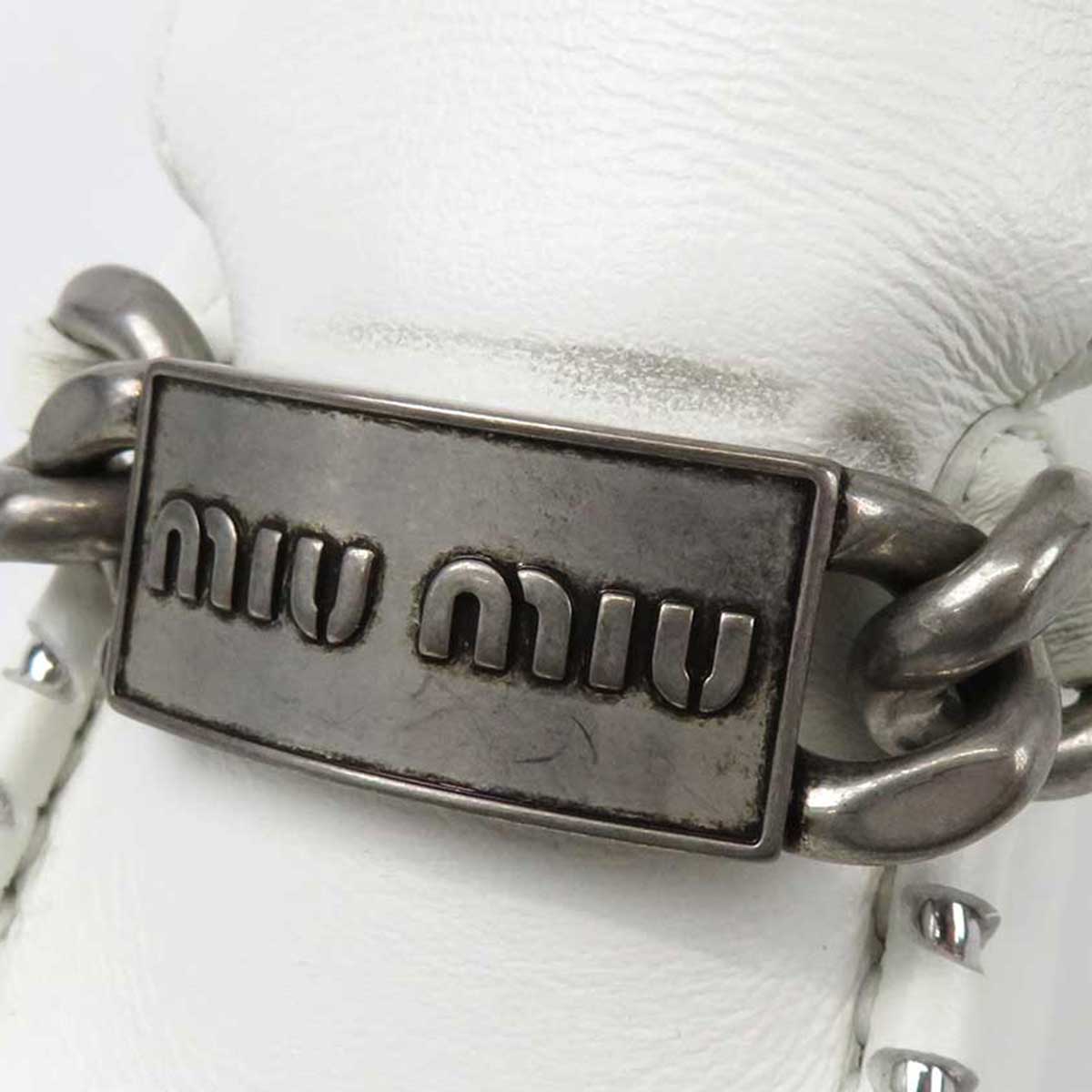 Miu Miu Leather Logo Buckle Loafers