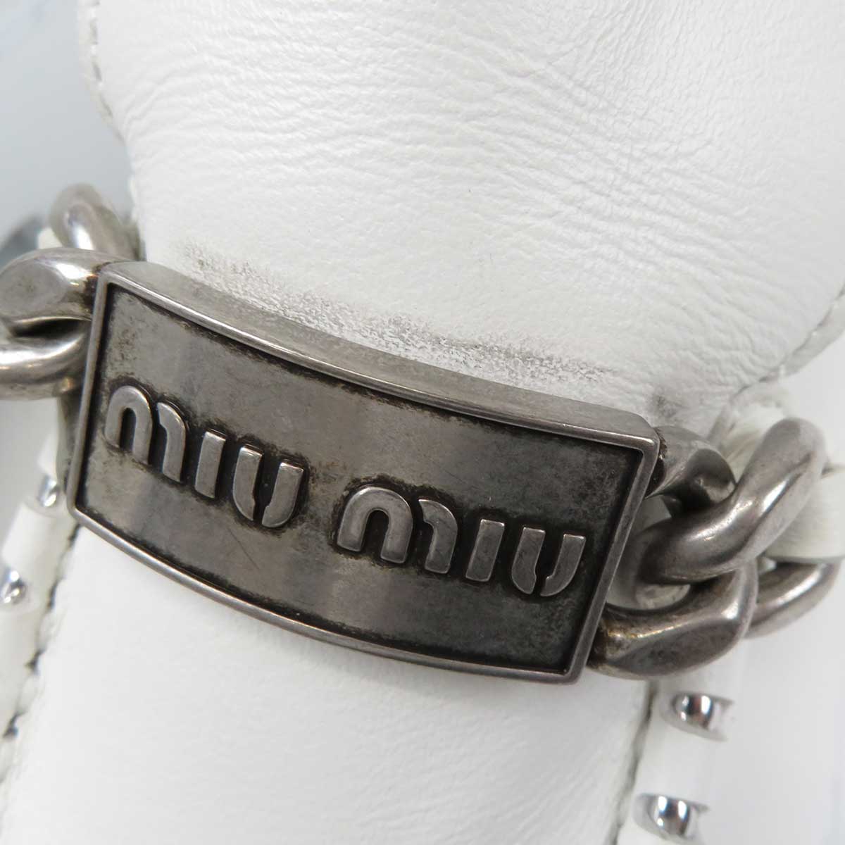 Miu Miu Leather Logo Buckle Loafers