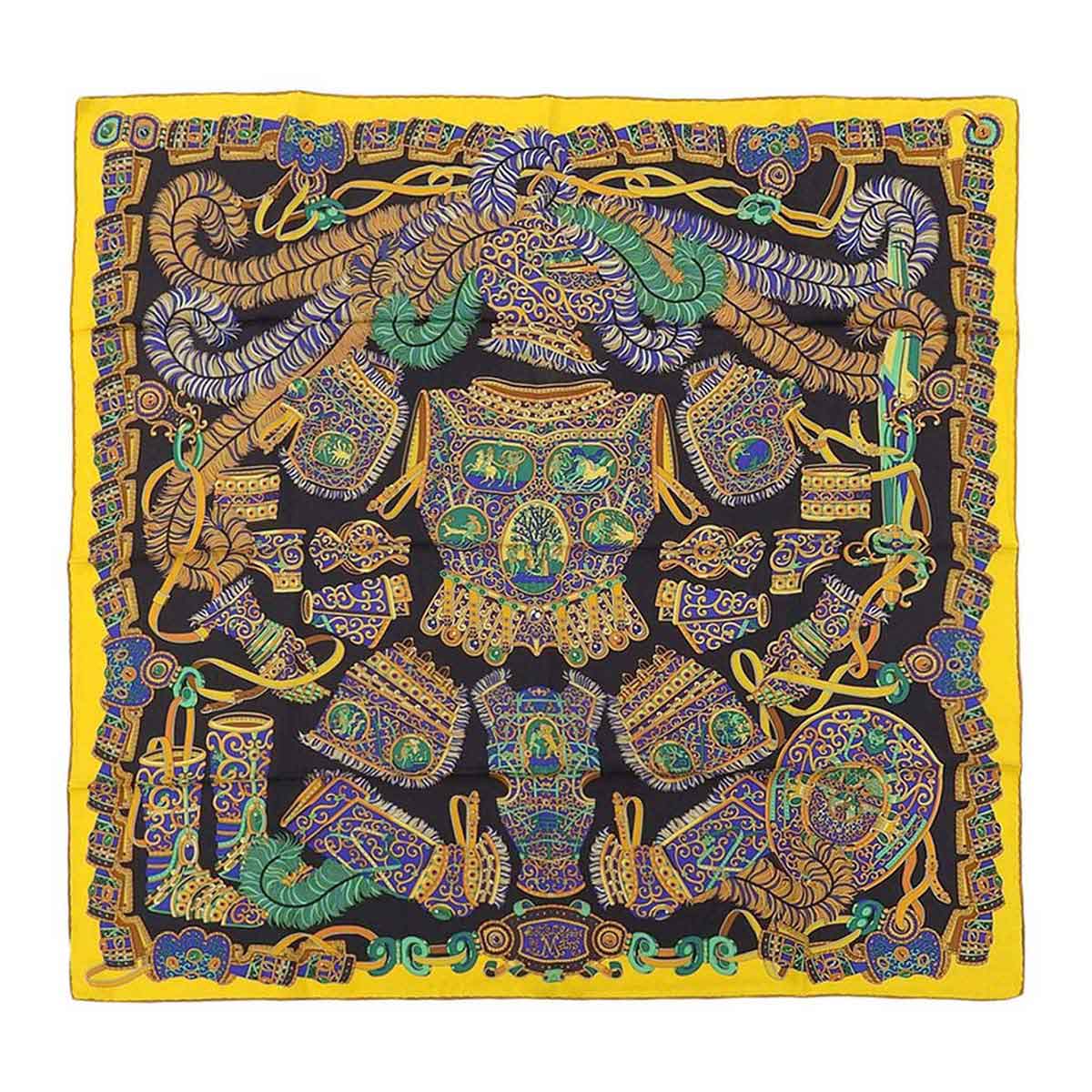 Hermes Silk Scarf Yellow Black