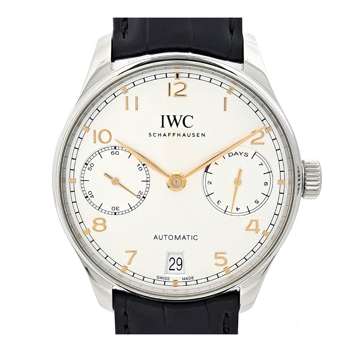 IWC Stainless Steel Leather Automatic Watch IW500704