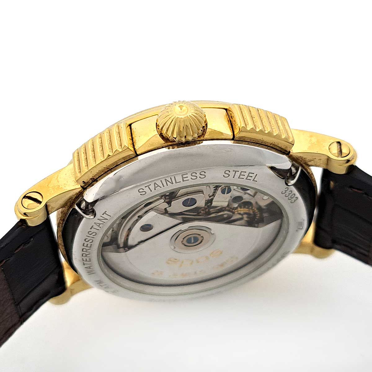 Epos Gold Plated Leather Automatic Watch 3393