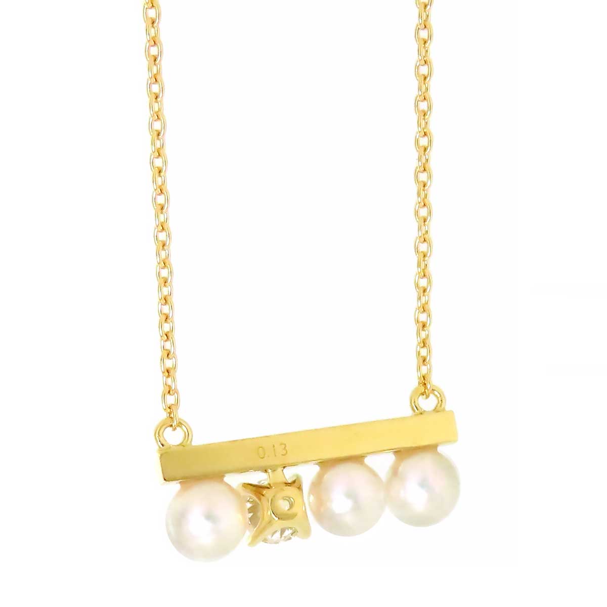 Tasaki K18YG Pearl Diamond Necklace