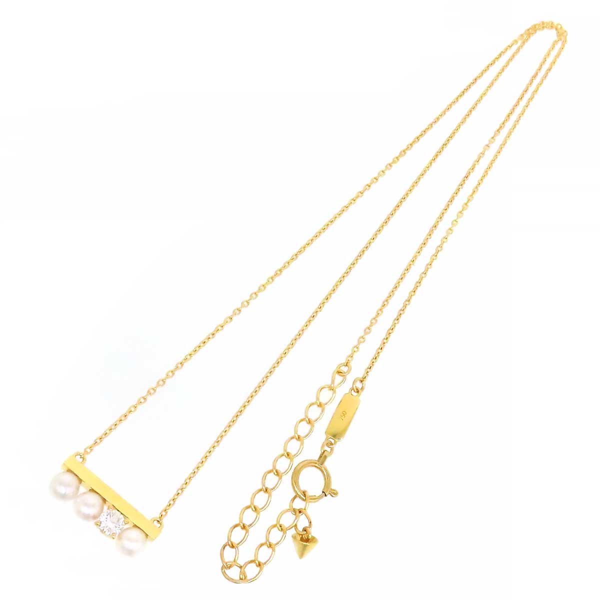 Tasaki K18YG Pearl Diamond Necklace