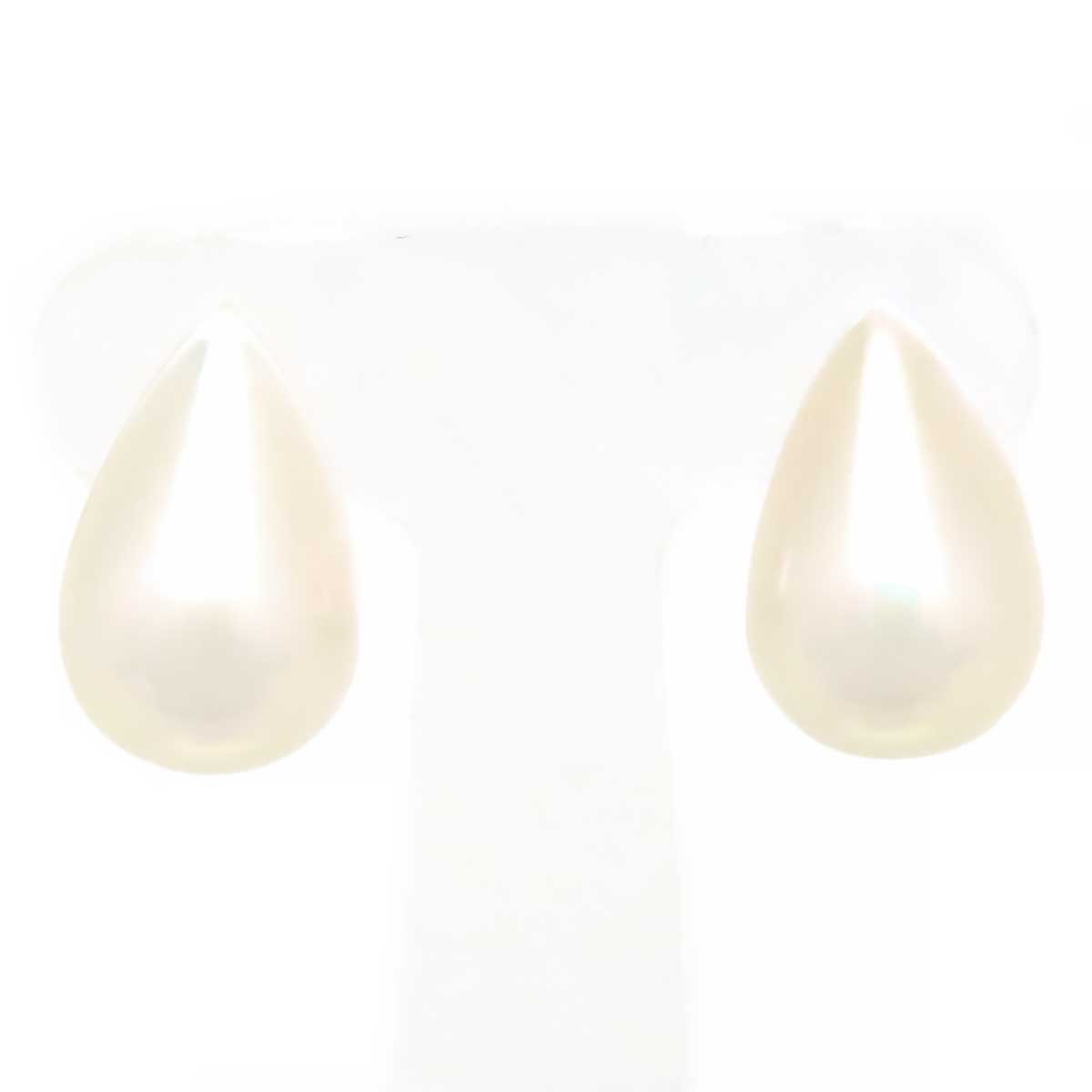 Tasaki K18WG Mabe Pearl Teardrop Earrings