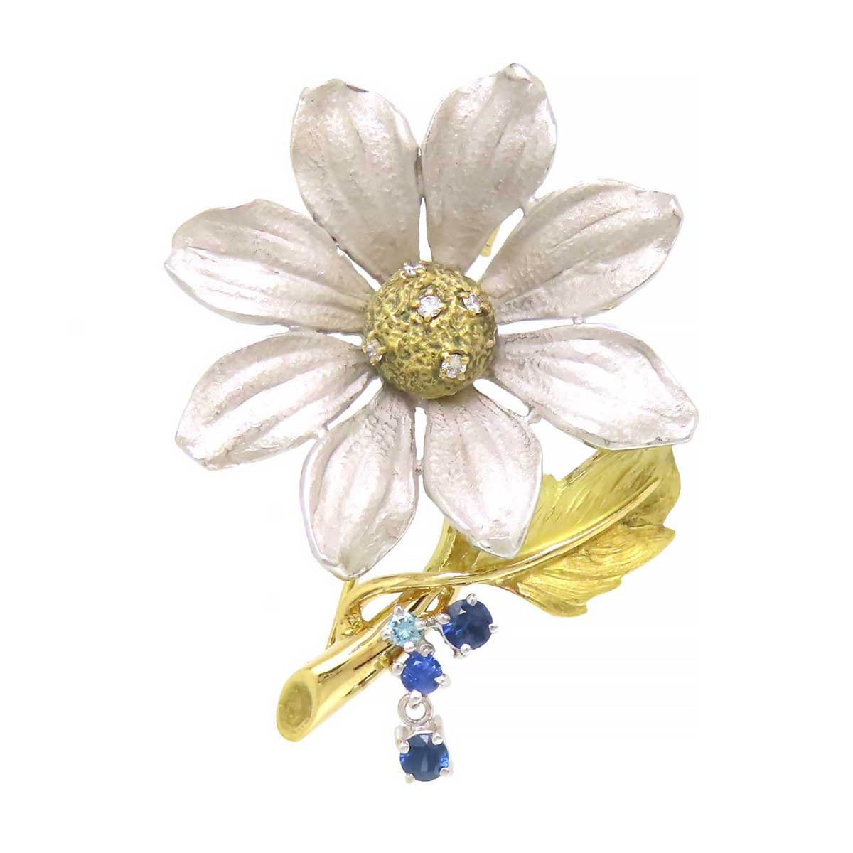 K18 Gold Cosmos Sapphire Brooch Pendant