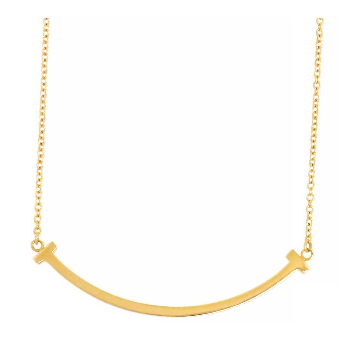 Tiffany & Co K18YG T Smile Necklace