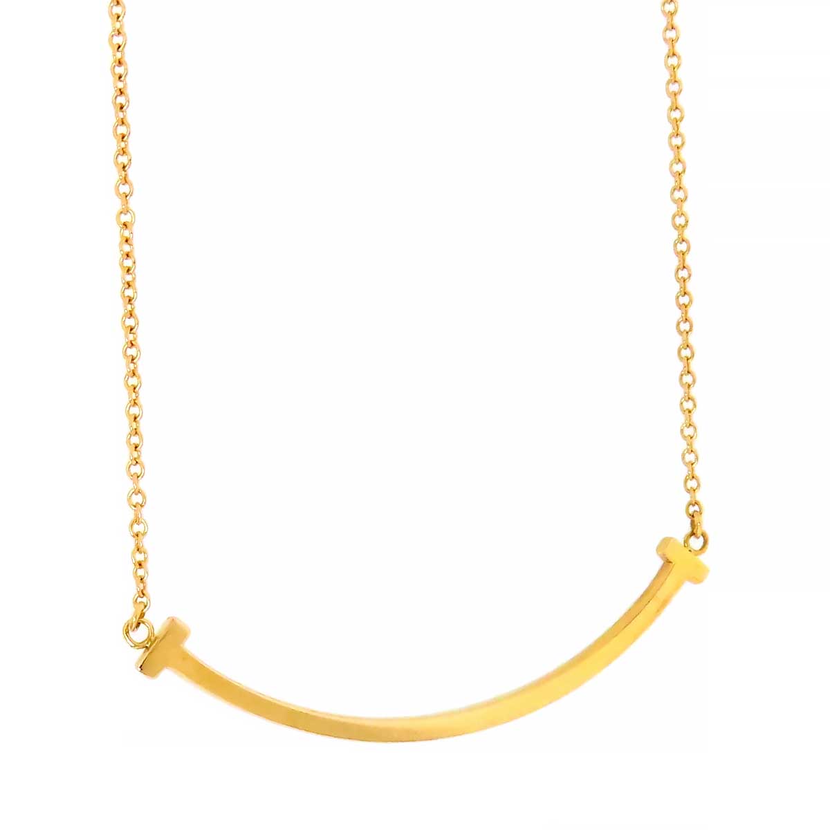 Tiffany & Co K18YG T Smile Necklace